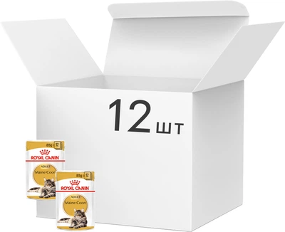 Упаковка вологого корму для дорослих кішок Royal Canin Mainecoon Adult 85 г х 12 шт (9003579001219) (2031001) (1273579001214) (11483)