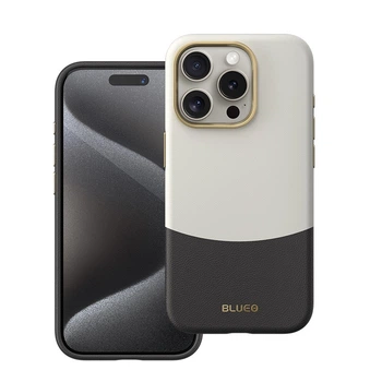 Чохол-накладка Blueo Leather Case для iPhone 15 Pro с MagSafe Black/White (B52-I15PBG)
