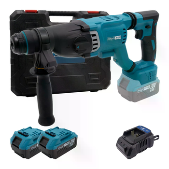 Акумуляторний перфоратор PROFI-TEC PBH201 20V, 3.0Дж, SDS-Plus (2хPT2040EP (4.0Aг), зарядний пристрій BC20V, кейс)