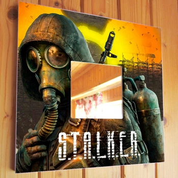 Декоративное зеркало "Игра STALKER" подарок для фанатов видеоигр, украшение интерьера детской комнаты, спальни, игровой
