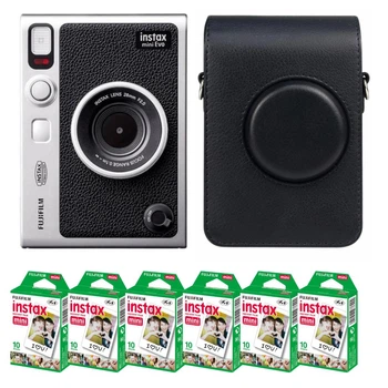 Подарунковий набір Камера для миттєвого друку Fujifilm INSTAX MINI EVO Hybrid Black / Чорний вертикальний чохол / Картриджі на 60 фото