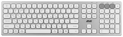 Клавіатура ножнична 2E KS270 109key, WL/BT, EN/UK, сріблясто-білий