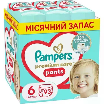 Підгузки-трусики Pampers Premium Care Pants Giant розмір 6 (13-19 кг), 93 шт