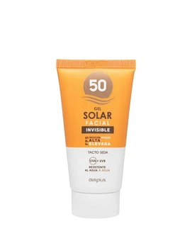 Cонцезахисний прозорий водостійкий гель SPF 50 Gel Solar Facial Invisible Deliplus, 50 мл