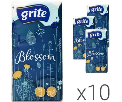 Платочки бумажные трехслойные Grite Blossom Упаковка 10 шт. х 10 шт.
