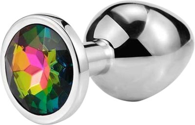 Сталева анальна пробка Passion Rainbow з кристалом Розмір М 3.2x8.2 см (ROZ6501103864)