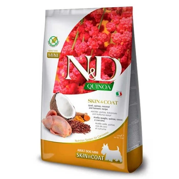 Фармин сухой корм для собак N&D QUINOA SKIN & COAT ADULT MINI диетическое питание при пищевой аллергии с перепелом 7 кг