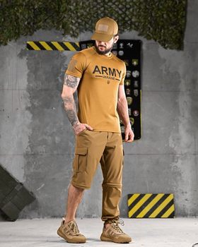 Тактический летний комплект 3 в 1 Штаны-шорты, футболка, бейсболка Combat Tactical Coyote S