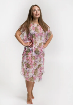 Пляжная шифоновая туника парео Калипсо One Size 112*72 см молочный/сиреневый