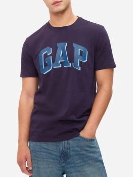 Футболка бавовняна довга чоловіча GAP Everyday Soft Logo 265557838 L Фіолетова (4826241296606)