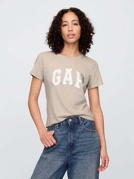 Футболка хлопковая женская GAP Logo 75983425 XS Бежевая (4826241296653)