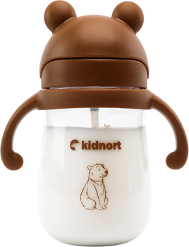 Пляшка з соломинкою Kidnort Bringebaer 6+ міс коричнева 240 мл (5902983634034)
