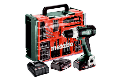 Аккумуляторная ударная дрель Metabo SB 18 L Set 18V 2x2Ah Li-Power, Зарядное устройство SC 36, Пластиковый кофр, с передвижной мастерской с 78 компонентами (614053710)