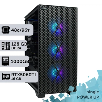 Рабочая станция PowerUp #320 AMD EPYC 7642 / 128 GB / SSD 1TB / GeForce RTX 5060Ti 16GB специализированная вычислительная графическая система для архитекторов и инженеров