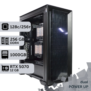Двухпроцессорная рабочая станция PowerUp #535 AMD EPYC 7B13 x2 / 256 GB / SSD 1TB / GeForce RTX 5070 12GB для 3D моделирования видеомонтажа рендеринга для инженеров и архитекторов