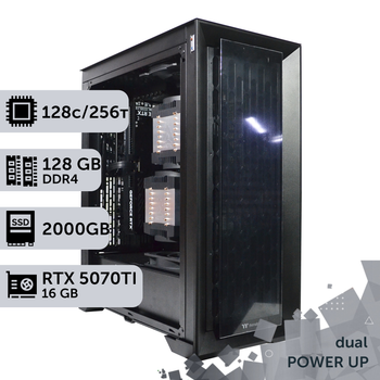 Двухпроцессорная рабочая станция PowerUp #532 AMD EPYC 7702 x2 / 256 GB / SSD 2TB / GeForce RTX 5070Ti 16GB для 3D моделирования видеомонтажа рендеринга для инженеров и архитекторов