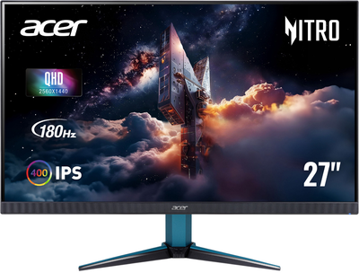 Монітор 27" Acer Nitro VG272UV3bmiipx Black (UM.HV2CD.302) -- 2K QHD IPS / 180Hz / 1 ms (GtG) / 8-Bit / DCI-P3 95% / HDR400 / FreeSync Premium / G-Sync Compatible / Speaker