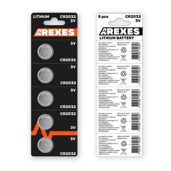 Батарейка литиевая Arexes Cr 2032 3 В 5 штук в блистере