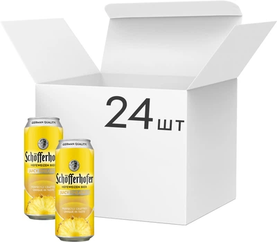 Упаковка смеси пива с соком Schofferhofer Juicy Pineapple Hefeweizen светлое нефильтрованное 2.5% 0.5 л x 24 шт. (42572045164)
