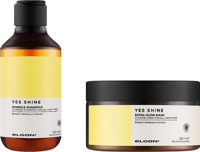 Шампунь Elgon Yes Shine Sparkle Shampoo 250 мл + Маска для надання сяйва тьмяному волоссю Extra Glow Mask 250 мл (8056284451405/8056284451436)