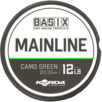 Лісочка Korda Basix Main Line 0.35мм 500м 12lb Camo green KBX008