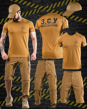 Тактический летний комплект 3 в 1 Штаны-шорты, футболка, бейсболка Tactical Series Coyote XXL