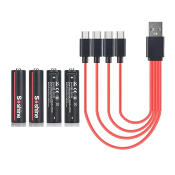 Акумуляторні батарейки Soshine 1,5V 1700 mAh з роз'ємом Type-C, AA, 4 шт
