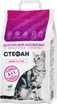 Наповнювач бентонітовий для туалету котів STEFAN, з ароматом лаванди, дрібний, 0.4 – 1.5 мм, 6 кг