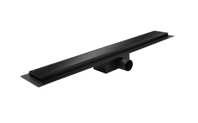 Душовий трап із нержавіючої сталі Koer FD08-70×600-GLASS Black 70×600мм зі скляною панеллю (KR5140)