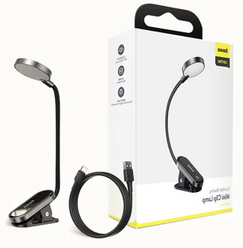 Преміум лампа з кліпсою Baseus Mini Clip Lamp для читання книг на акумуляторі