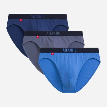 Набір трусів сліпів чоловічих бавовняних Atlantic 3MP-094 S 3 шт Блакитний/Темно-блакитний/Індиго (5903351396561)