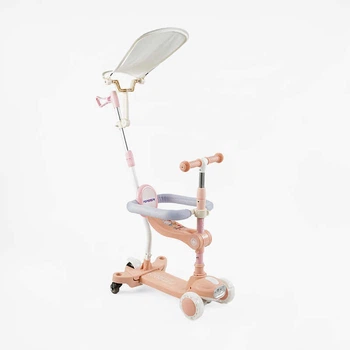 Самокат-беговел триколісний Skyper BT-39904 (колеса: Ø4,92"/PU, рама сталь/складна, сидіння, навіс, захісний бампер, батьківська ручка, до 25 кг)