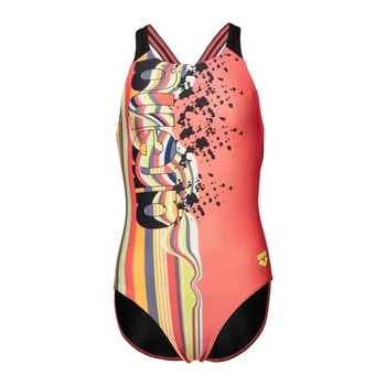Купальник закрытый для девочек Arena PALETTE SWIMSUIT SWIM PRO BACK коралловый, черный Дет 164 см 007918-350 164