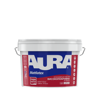 Краска латексная моющаяся для стен и потолков Aura Mattlatex Белая 2.5 л
