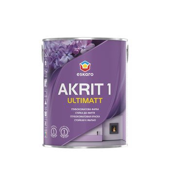 Краска для стен и потолков ESKARO Akrit 1 матовая моющаяся Белая 0,85 л