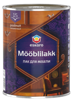Лак для мебели Eskaro Moobilakk 15 полуматовый Бесцветный 0.9 л
