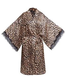 Шовковий халат Sainted Sisters L/XL Бежевий (L68002-animal)