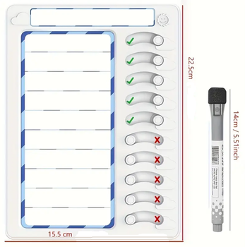 Магнитный планировщик планер доска на холодильник или стол стираемый ежедневник 22*15 см с маркером и губкой белый (II) 34043