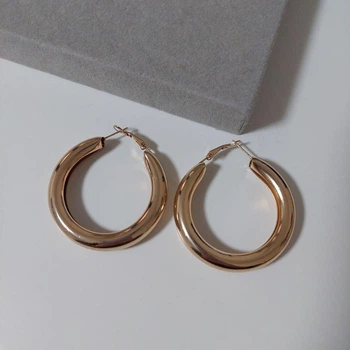 Сережки кільця широкі масивні BS022 DeKolie золотий