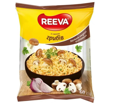 Вермишель ТМ "Reeva" со вкусом грибов 60г уп 60 штук