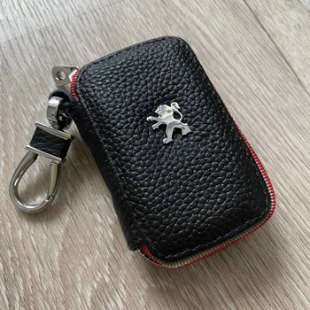 Брелок чехол для ключей из кожи Peugeot черный