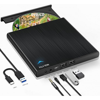 Зовнішній CD/DVD привід NOLYTH USB 3.0/USB C Black (R3661)