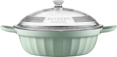 Garnek Buydeem emaliowany aluminiowy ze szklaną pokrywą Cozy Greenish 3.8 l (6950386614831)