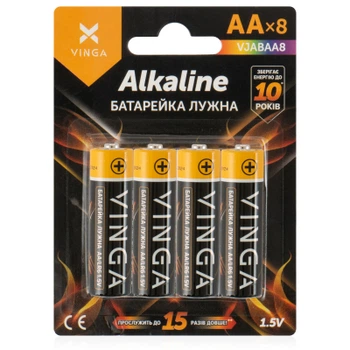 Батарейка AA LR6 Alkaline 8 шт Vinga для фонарей и техники