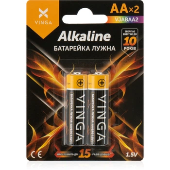 Батарейка AA LR6 Alkaline 2 шт Vinga для фонарей и приборов