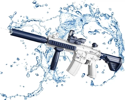 Электрический водный автомат на аккумуляторе с прицелом и глушителем M416 Water Gun Синий