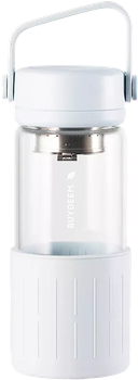 Термопляшка Buydeem скляна з заварником Oat White 300 мл (6950386618211)