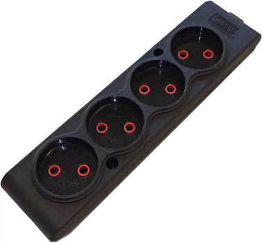 Колодка TECCO 102 400 00S, 4 пости без заземлення Чорна (8681277841415)
