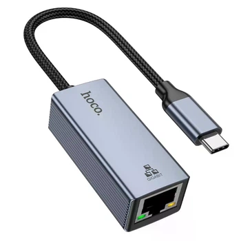 Мережевий адаптер Hoco UA37 Type-C Ethernet Adapter (1000 Mbps) Grey