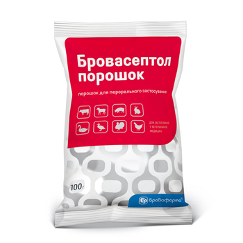 Бровасептол БРОВАФАРМА порошок 100 г комплексный бактерицидный бактериостатический препарат широкого спектра для животных